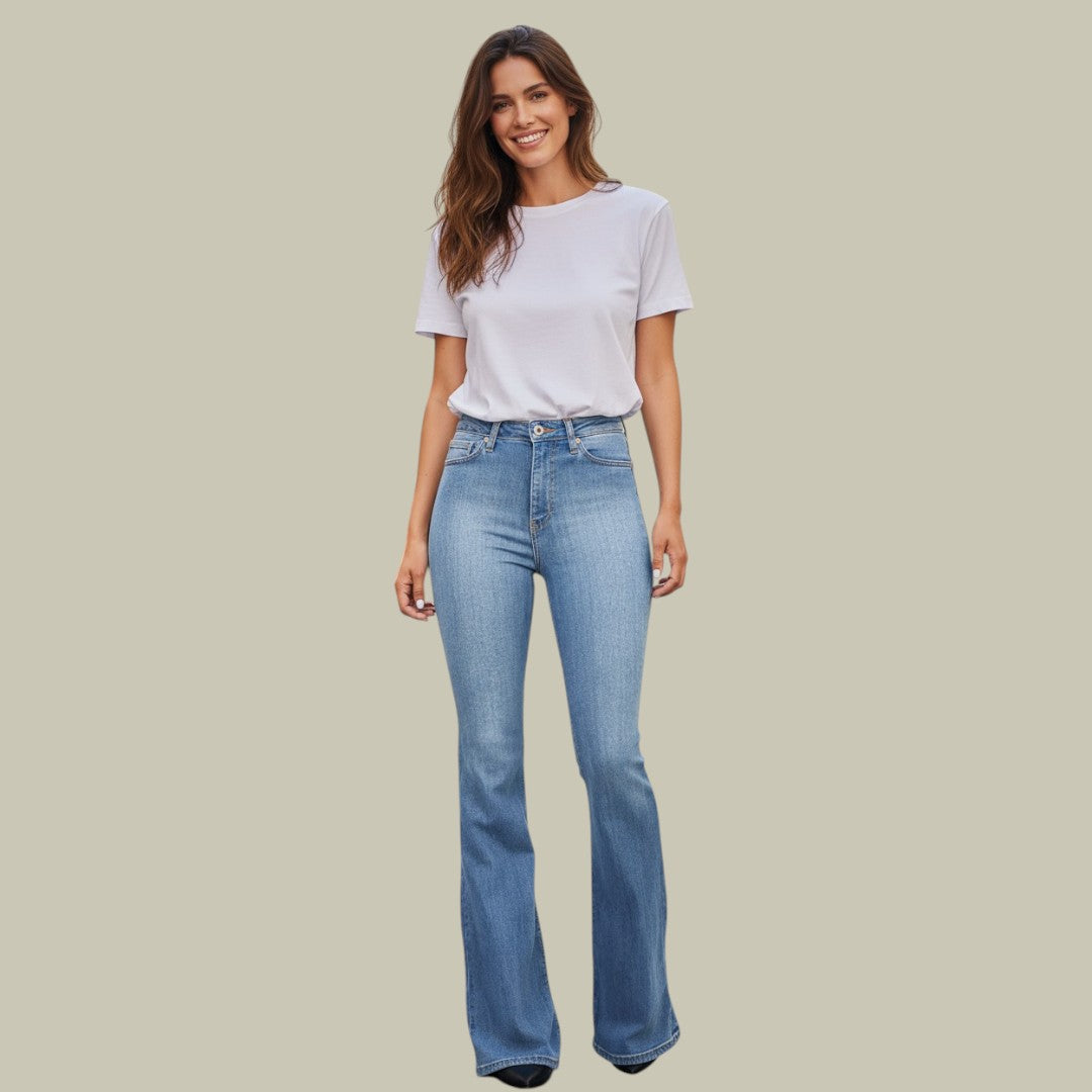 Womens High Waist Flared Jeans