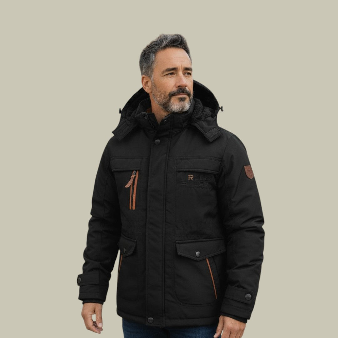 Mens Winter Jacket Pockets Warm