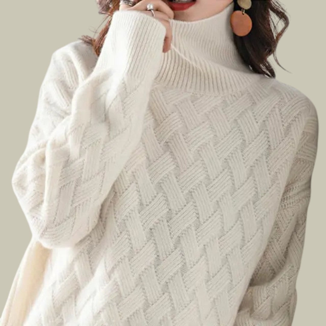 Womens Jumper Cashmere Turtleneck Beige