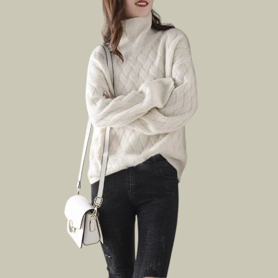 Womens Jumper Cashmere Turtleneck Beige