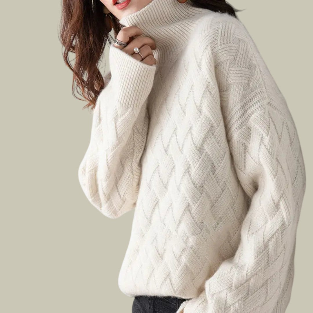 Womens Jumper Cashmere Turtleneck Beige
