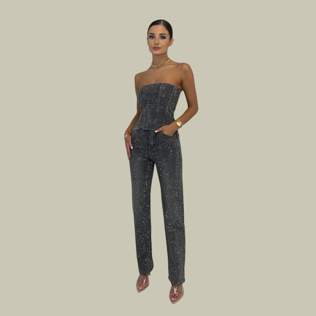 Womens Glitter Jumpsuit Party