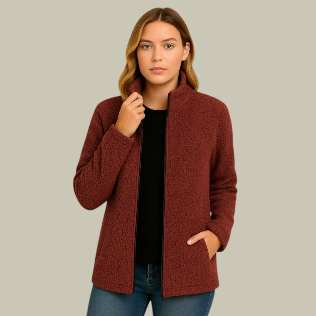 Womens Jacket Fleece Zip-Up Cardigan