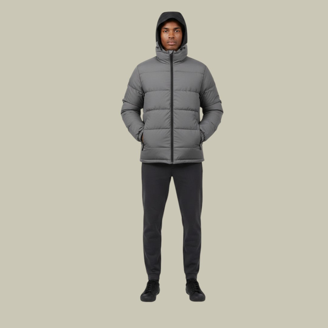 Mens Jacket Padded Warm Hooded Autumn