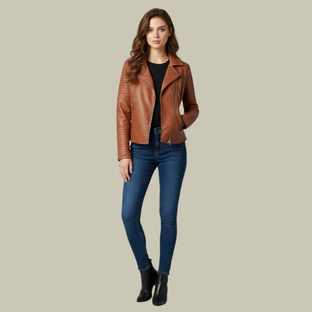 Womens Leather Jacket Biker
