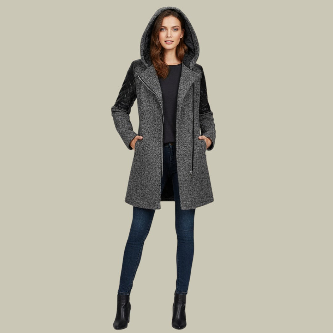 Womens Jacket Mid-Lenght Hooded Autumn Casual