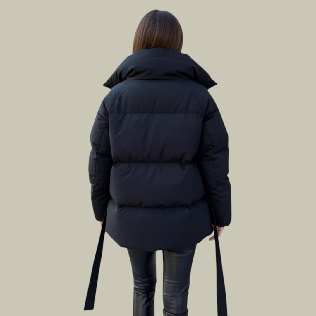 Womens Jacket Padded Belted Black