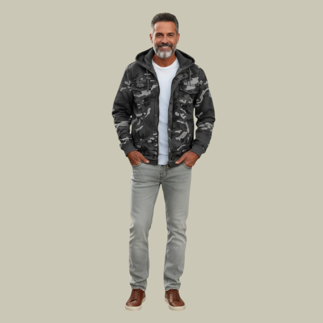 Mens Jacket Camouflage Cargo