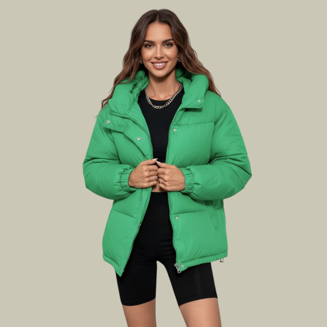 Womens Short Puffer Jacket Padded Hooded