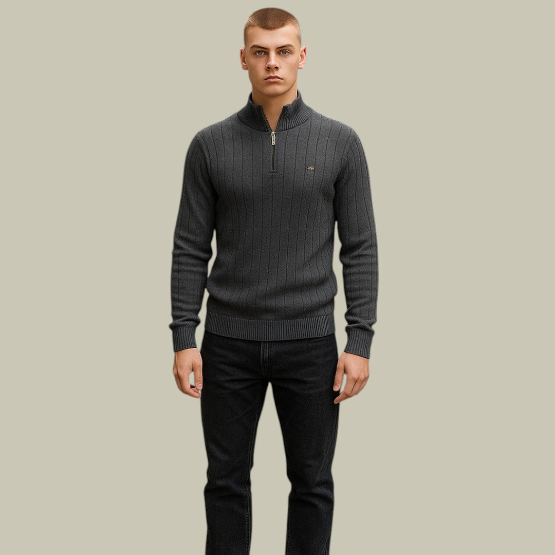 Lux & Classy  • Men's Half Zip Ribbed Sweater