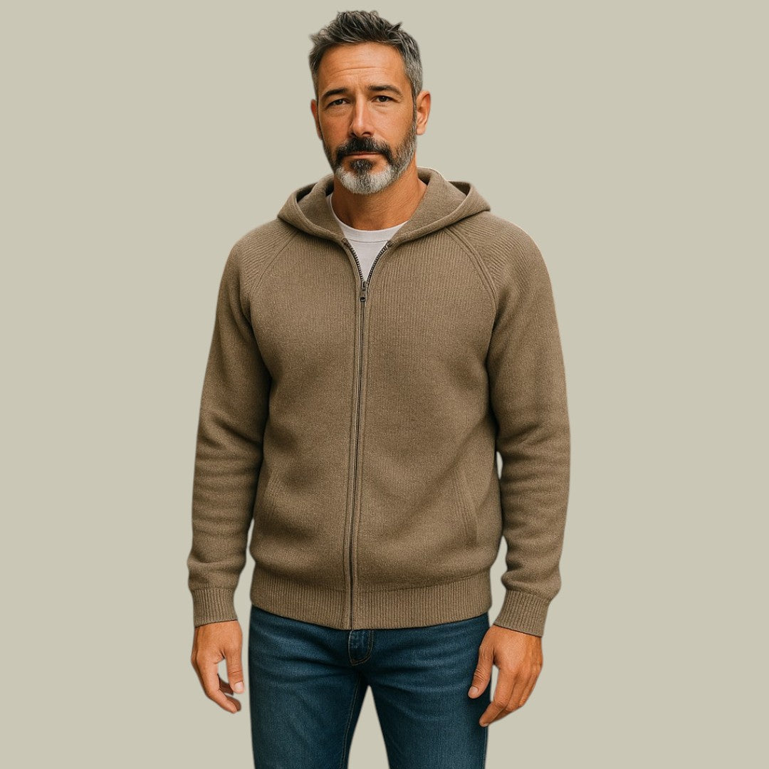 Lux & Classy • Pure Cashmere Hooded Cardigan for Men