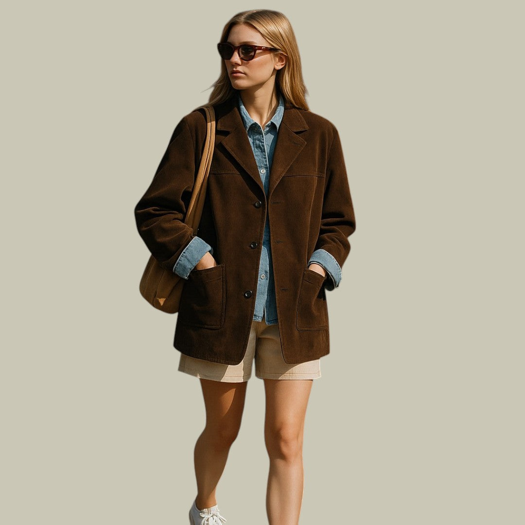 Lux & Classy  • Women's Classic Brown Suede Jacket