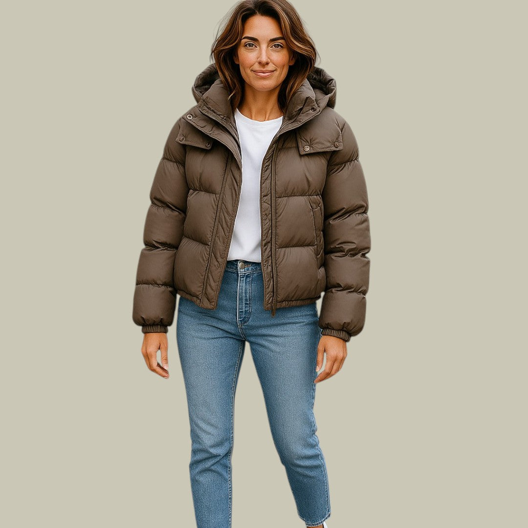 Womens Warm Hooded Short Puffer Jacket