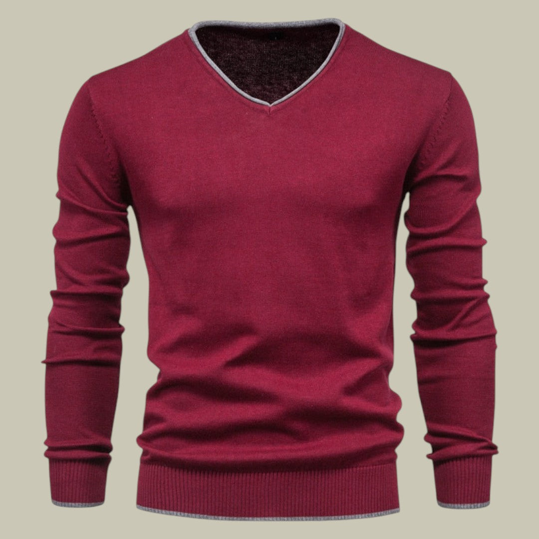 Mens Sweater Slim Fit V-Neck