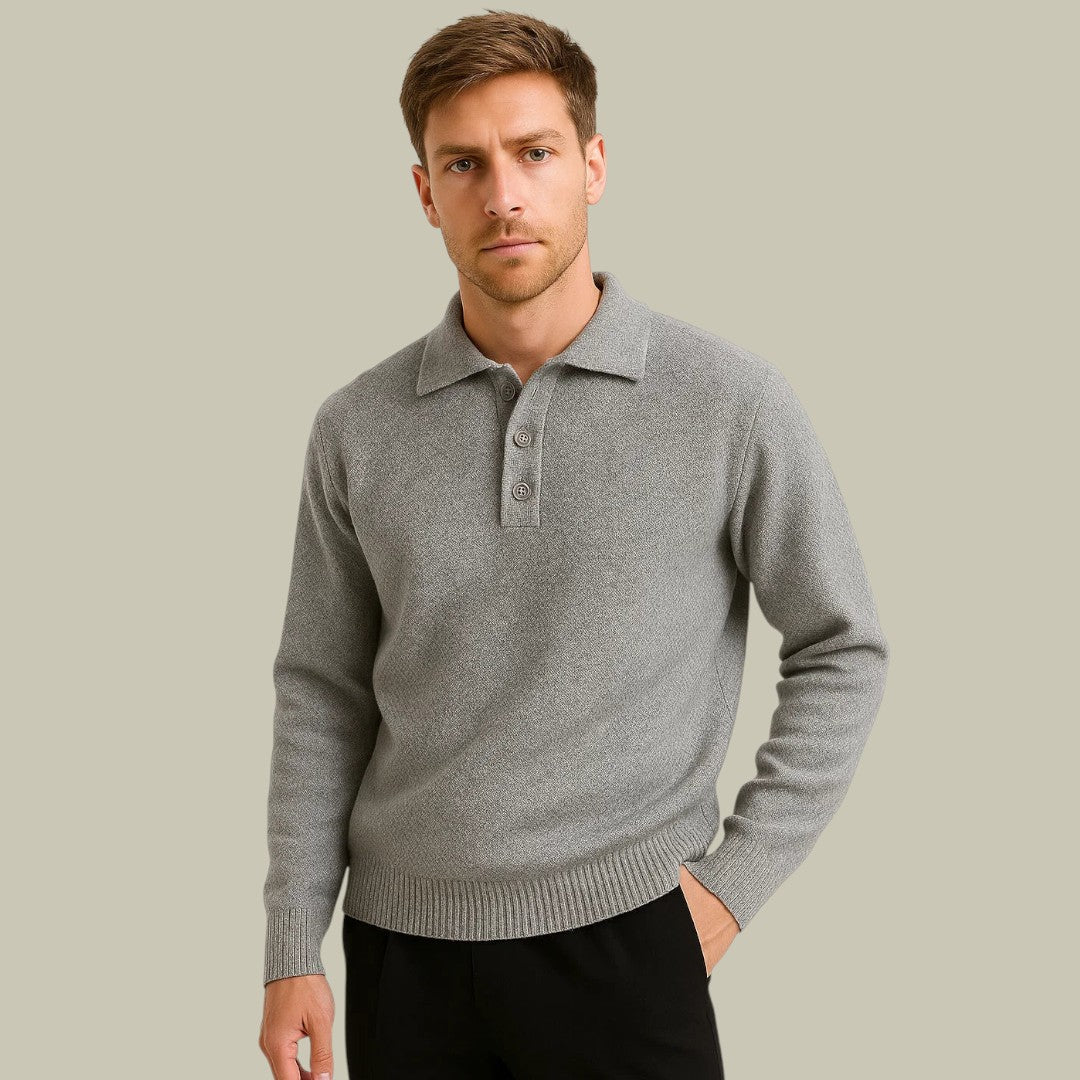 Mens Polo Sweater Long Sleeve