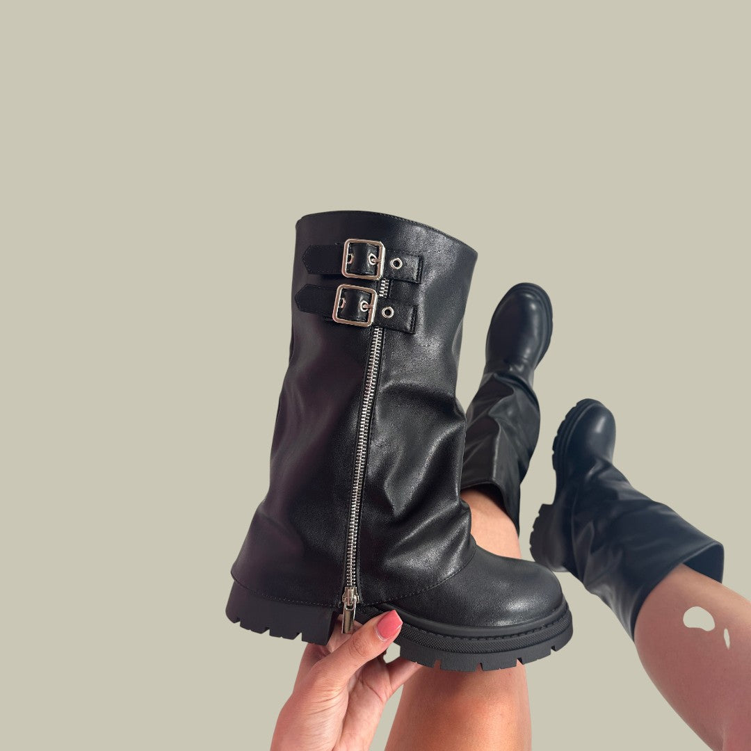 Womens Boots Zip-Up Cover Black