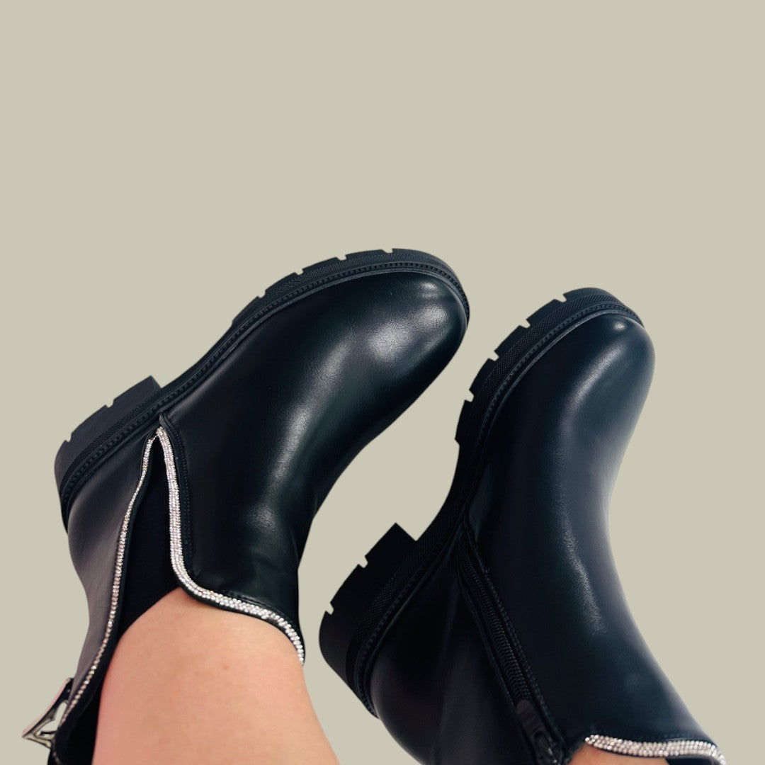 Leather Boots Black for Womens