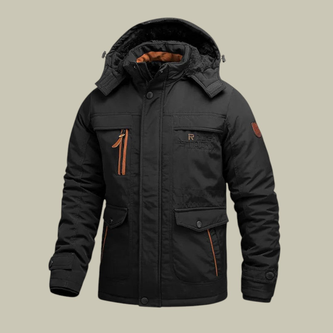 Mens Winter Jacket Pockets Warm
