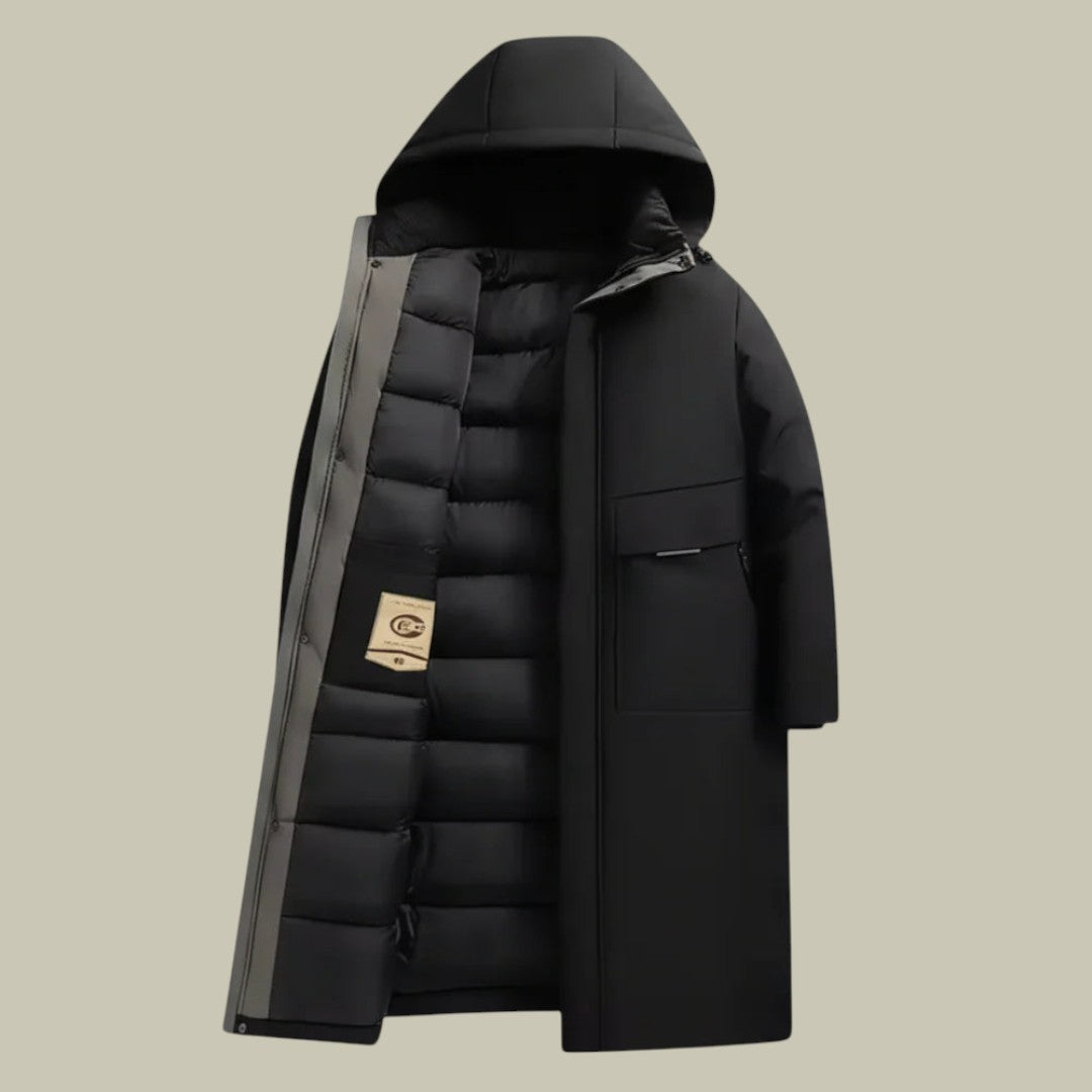 Mens Long Jacket Hooded Puffer