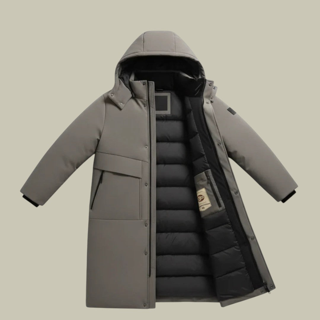 Mens Long Jacket Hooded Puffer