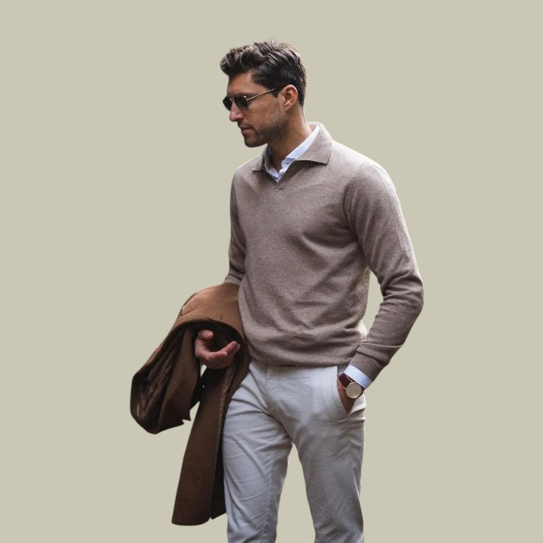 Mens Sweater Merino Wool V Neck