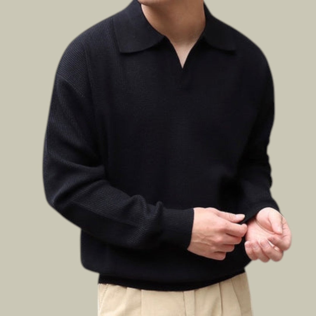 Mens Knitter Polo Long Sleeve