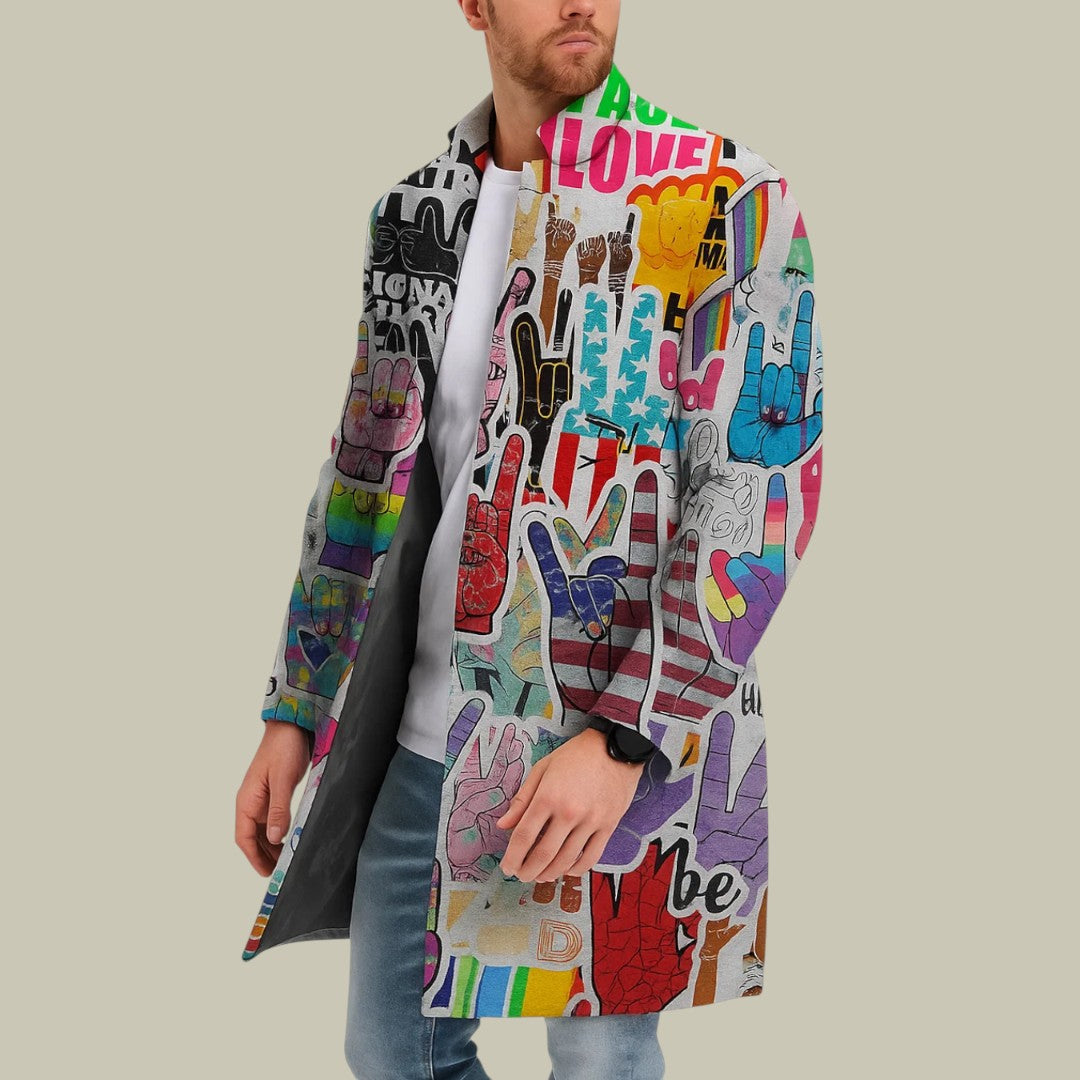 Mens Coat Graphic Stylish