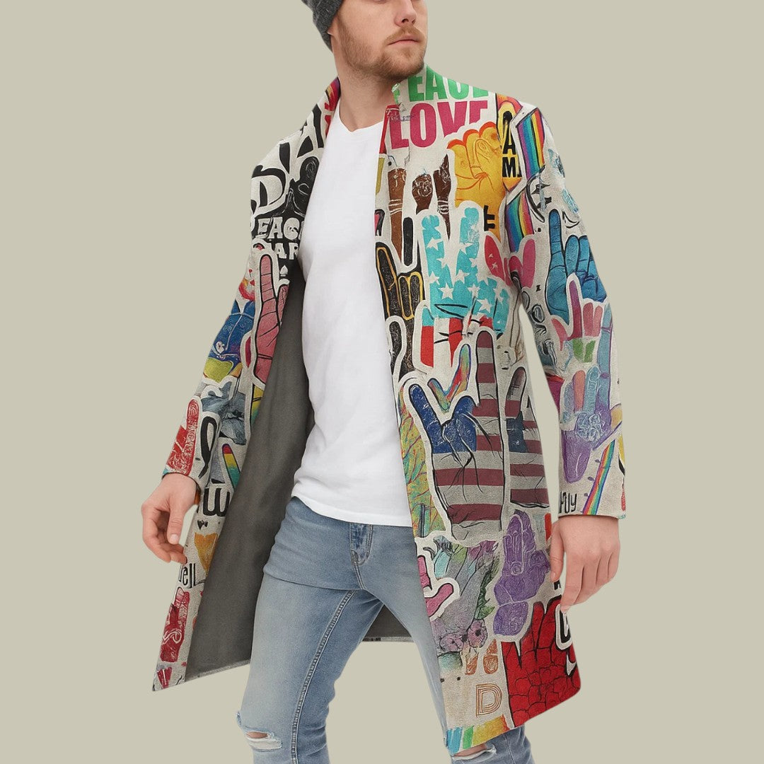 Mens Coat Graphic Stylish