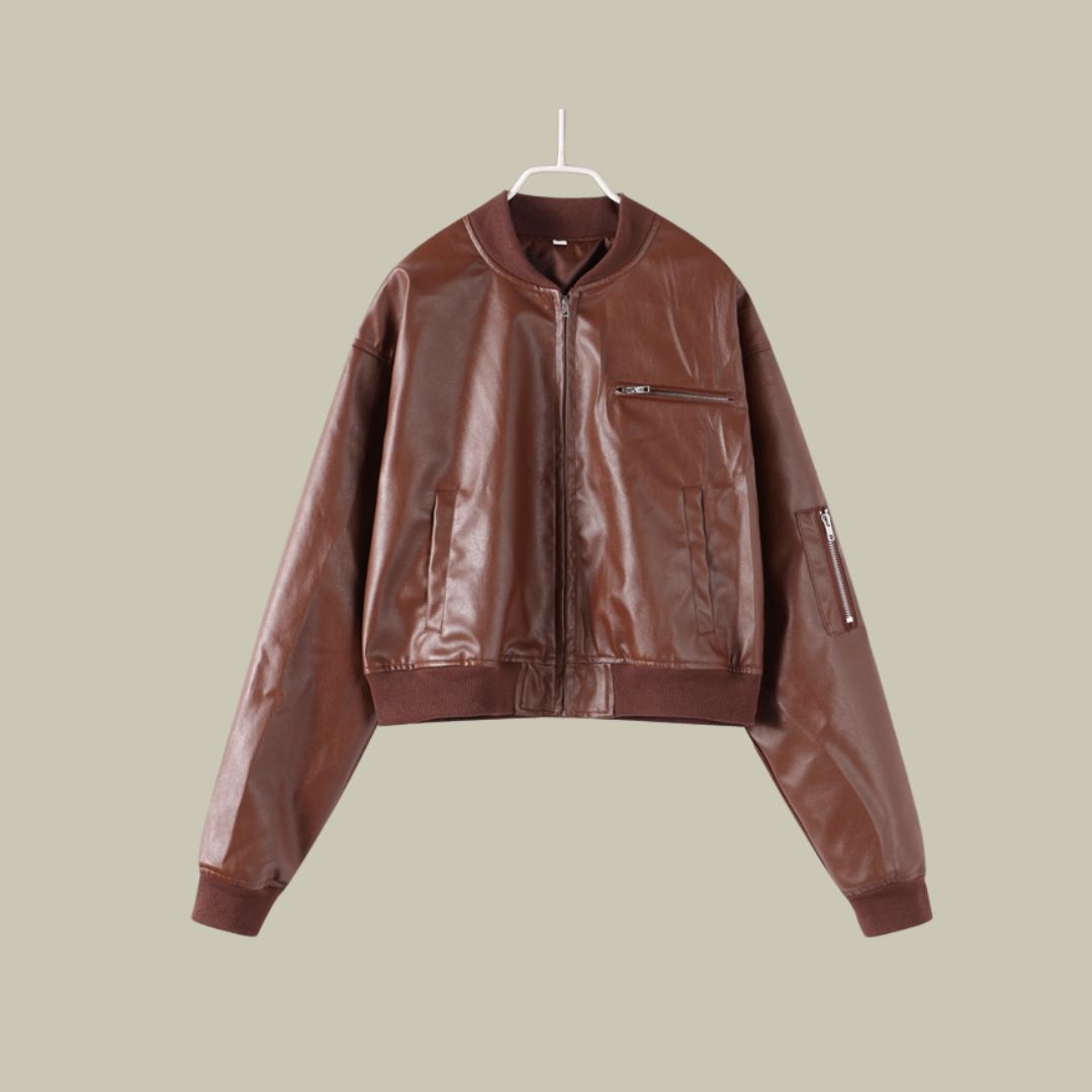 Short Leather Autumn Jacket