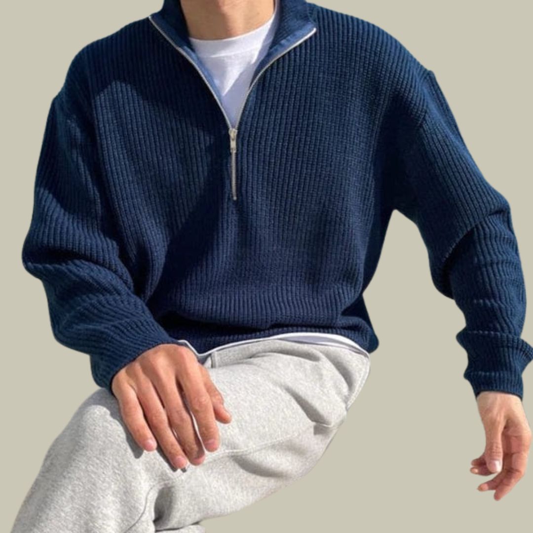 Old Money Knitted Zip Pullover