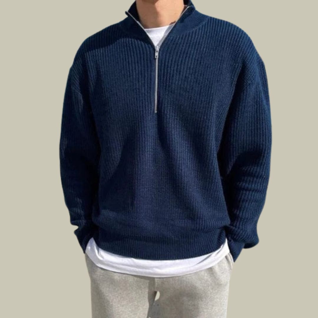 Old Money Knitted Zip Pullover