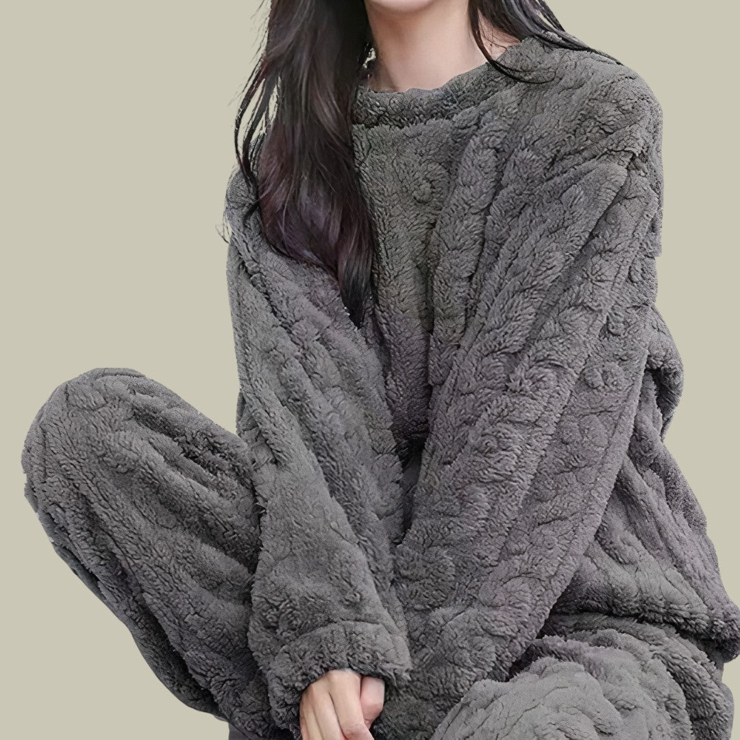 Womens Warm Fleece Pajama Set