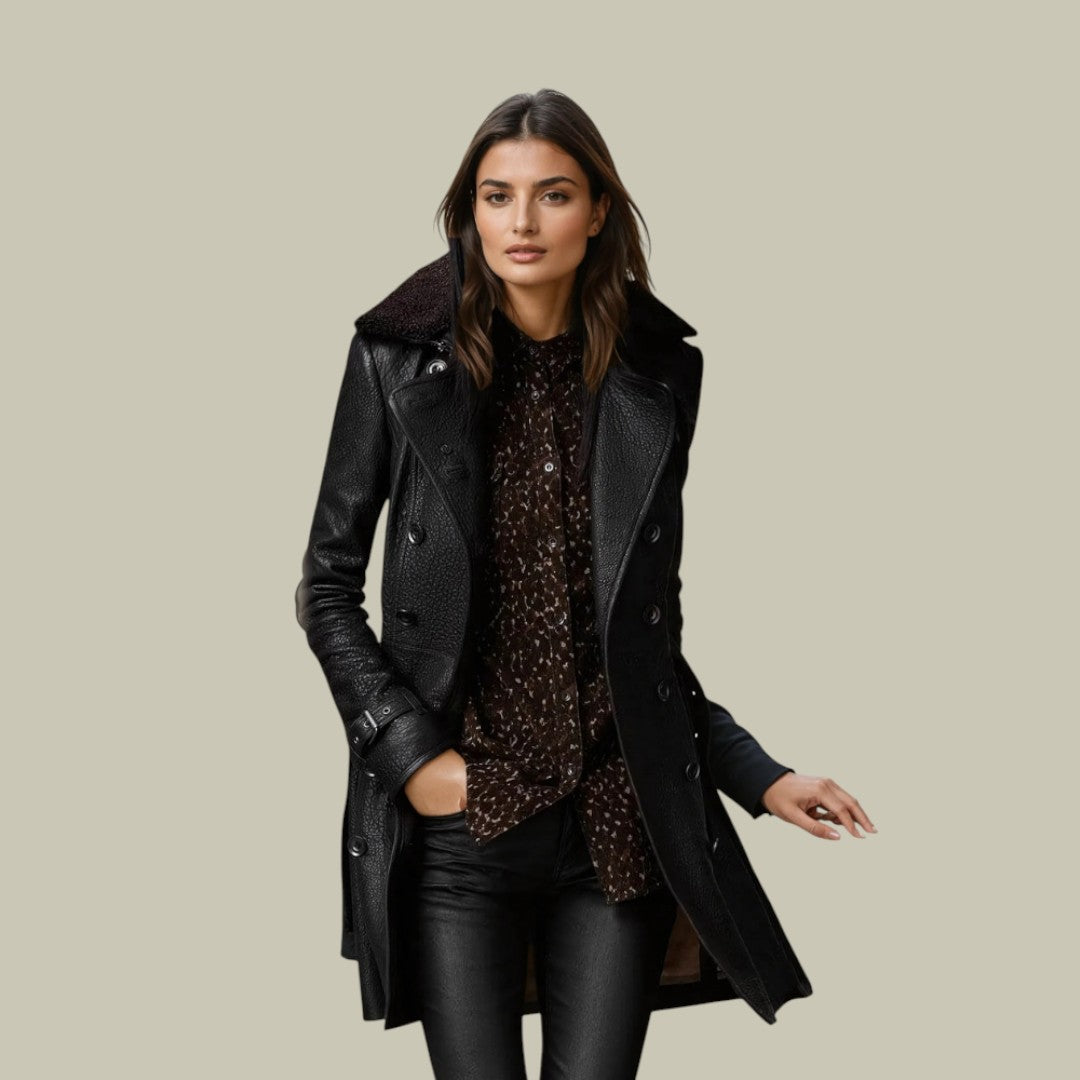 Womens Leather Trench Coat