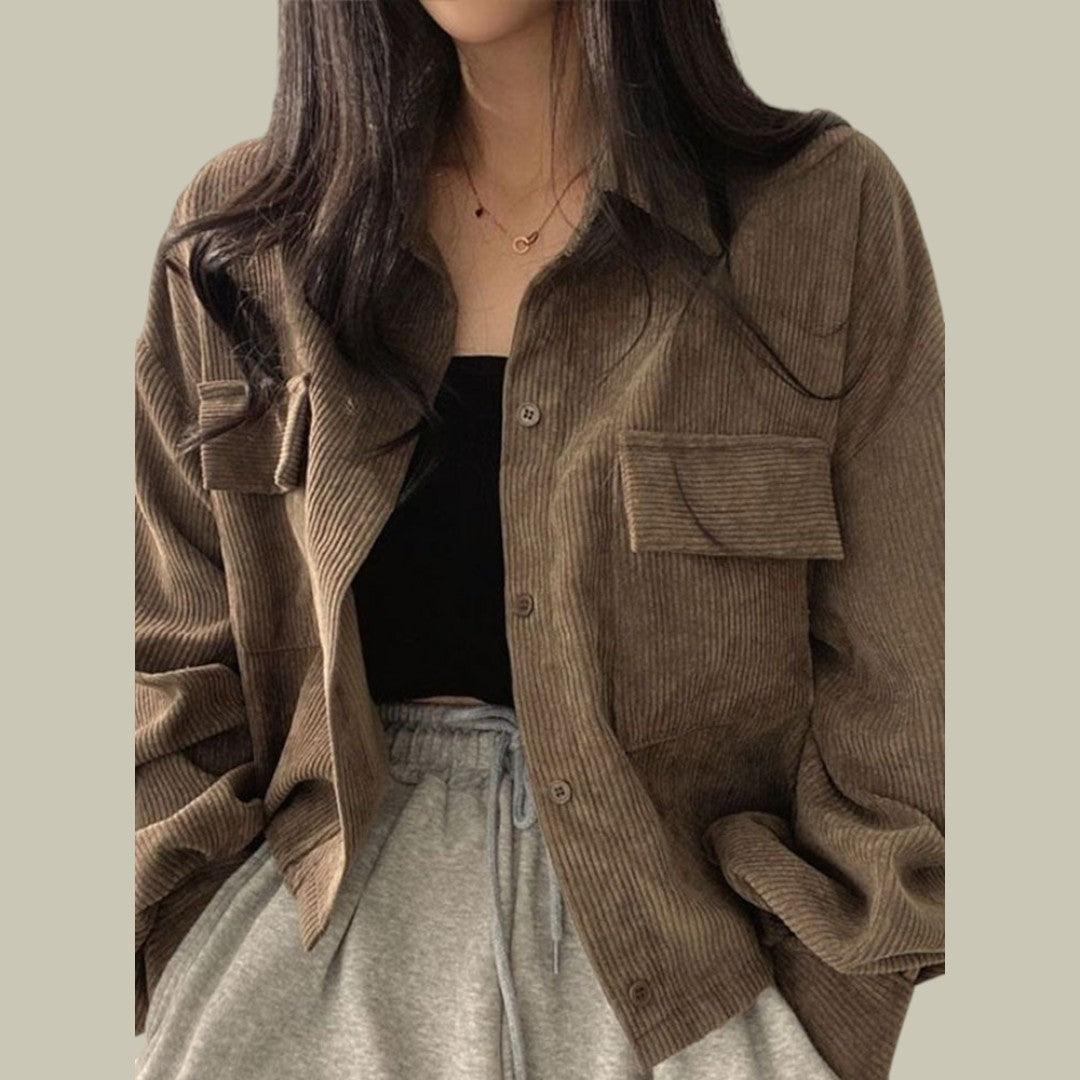 Womens Jacket Corduroy Cropped