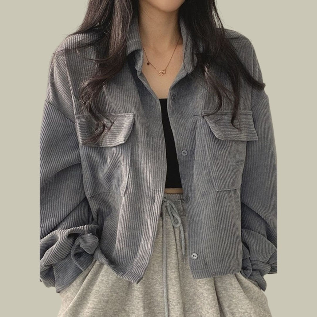 Womens Jacket Corduroy Cropped