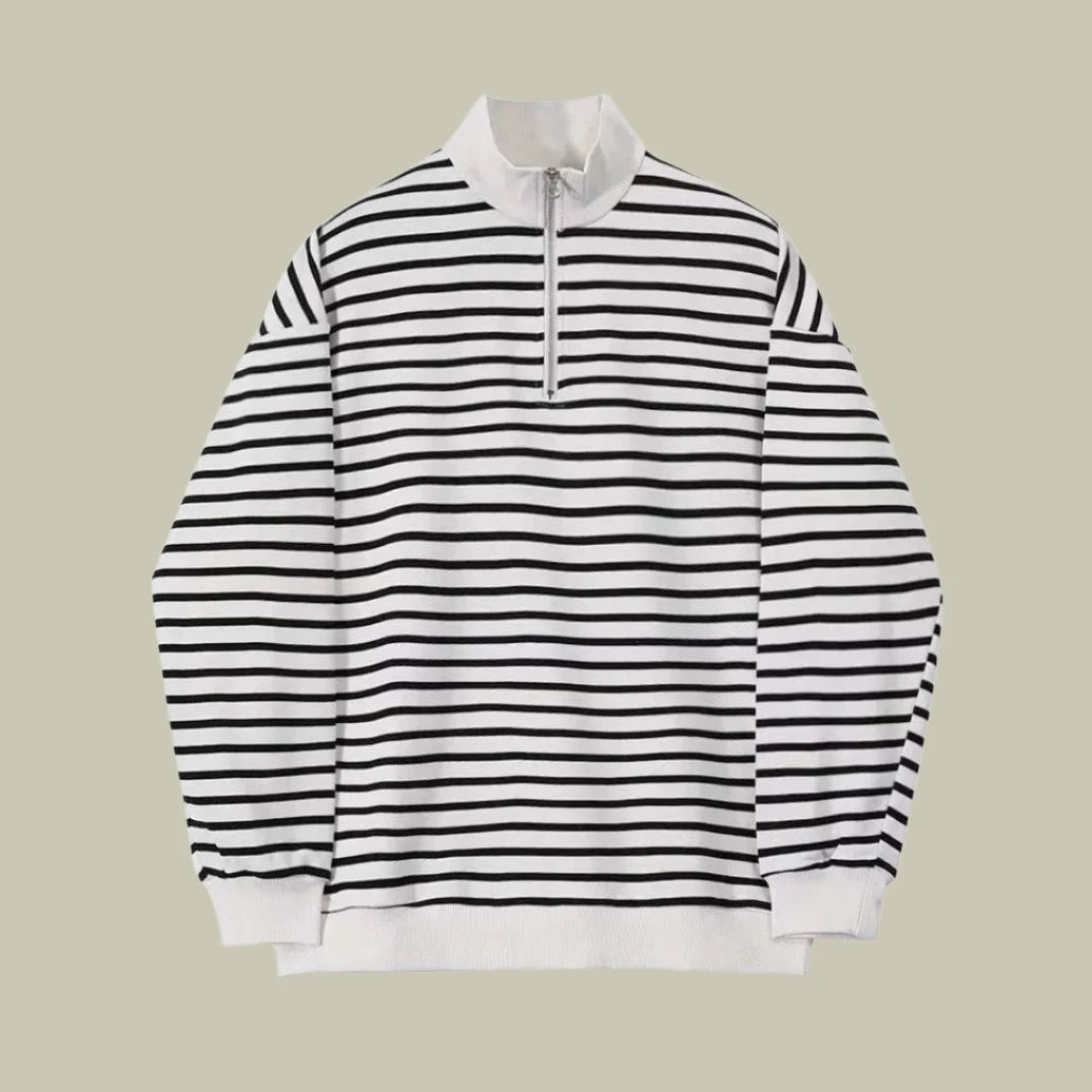 Striped Half-Zipper Polo