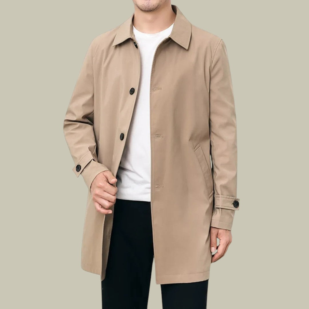 Mens Old Money Long Windbreaker Autumn
