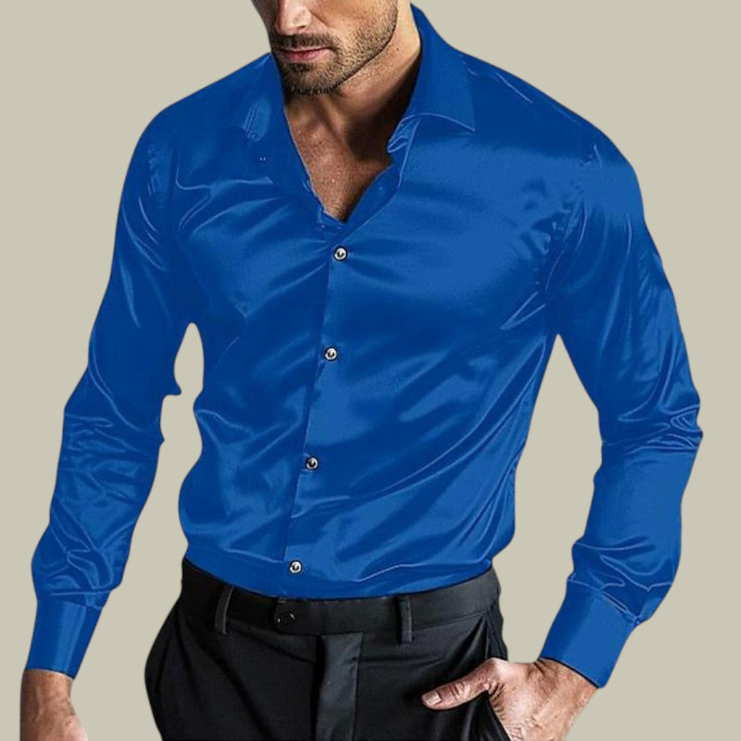 Mens Satin Long Sleeve Shirt