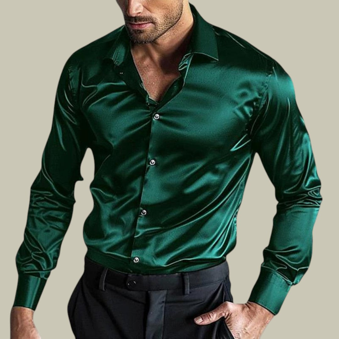 Mens Satin Long Sleeve Shirt