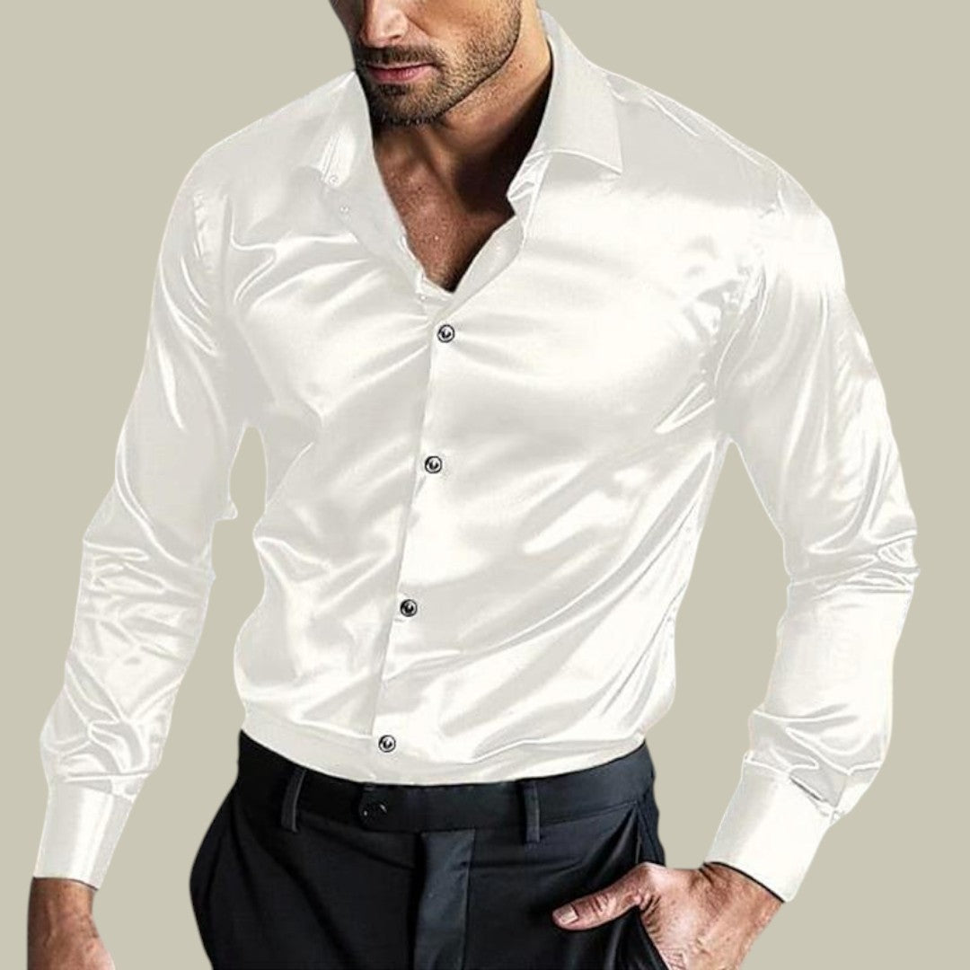 Mens Satin Long Sleeve Shirt