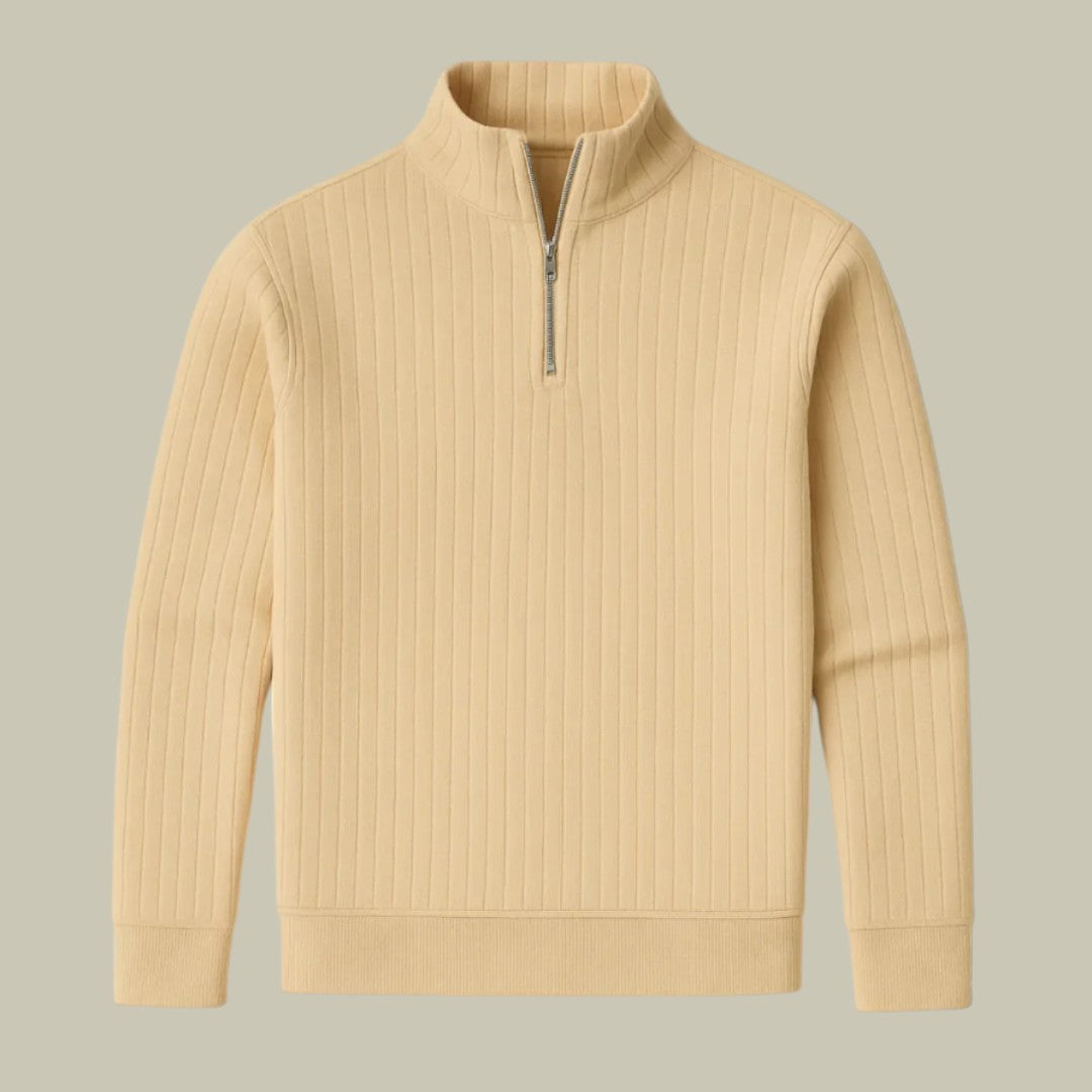 Lux & Classy • Men’s Casual Half-Zip Ribbed Sweater