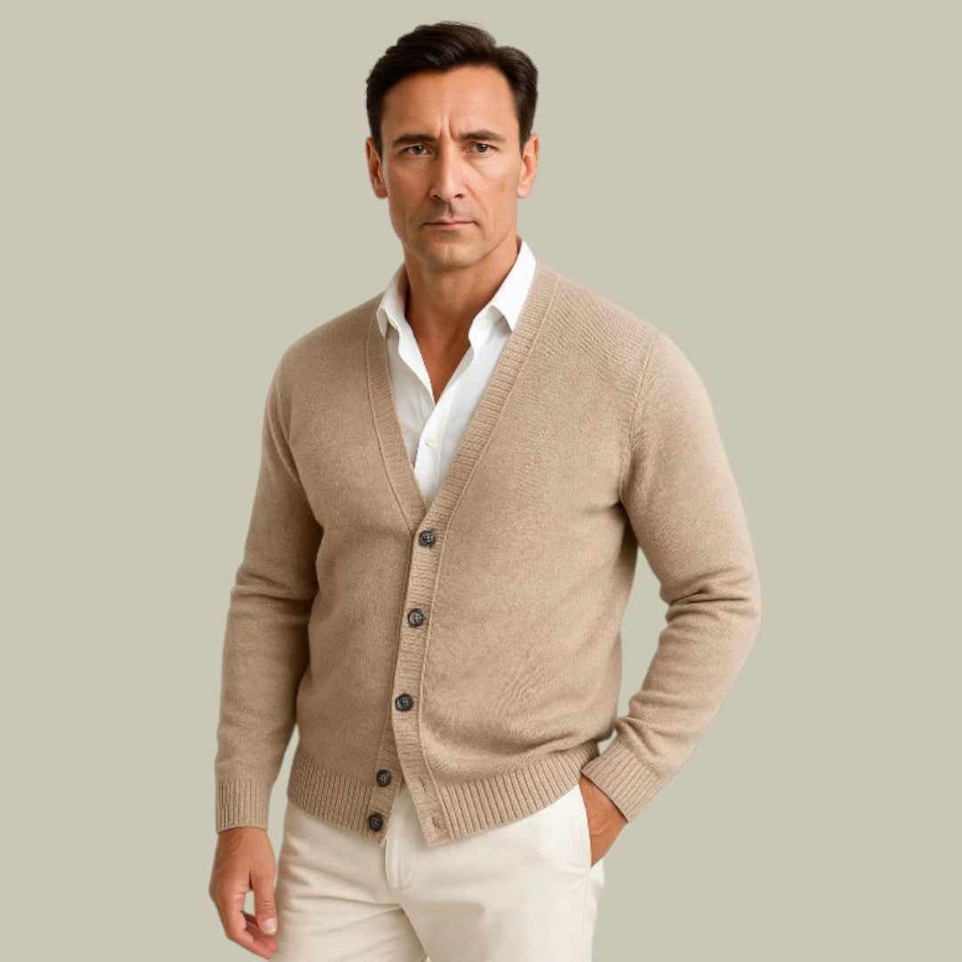 Mens V-Neck Cardigan with Buttons