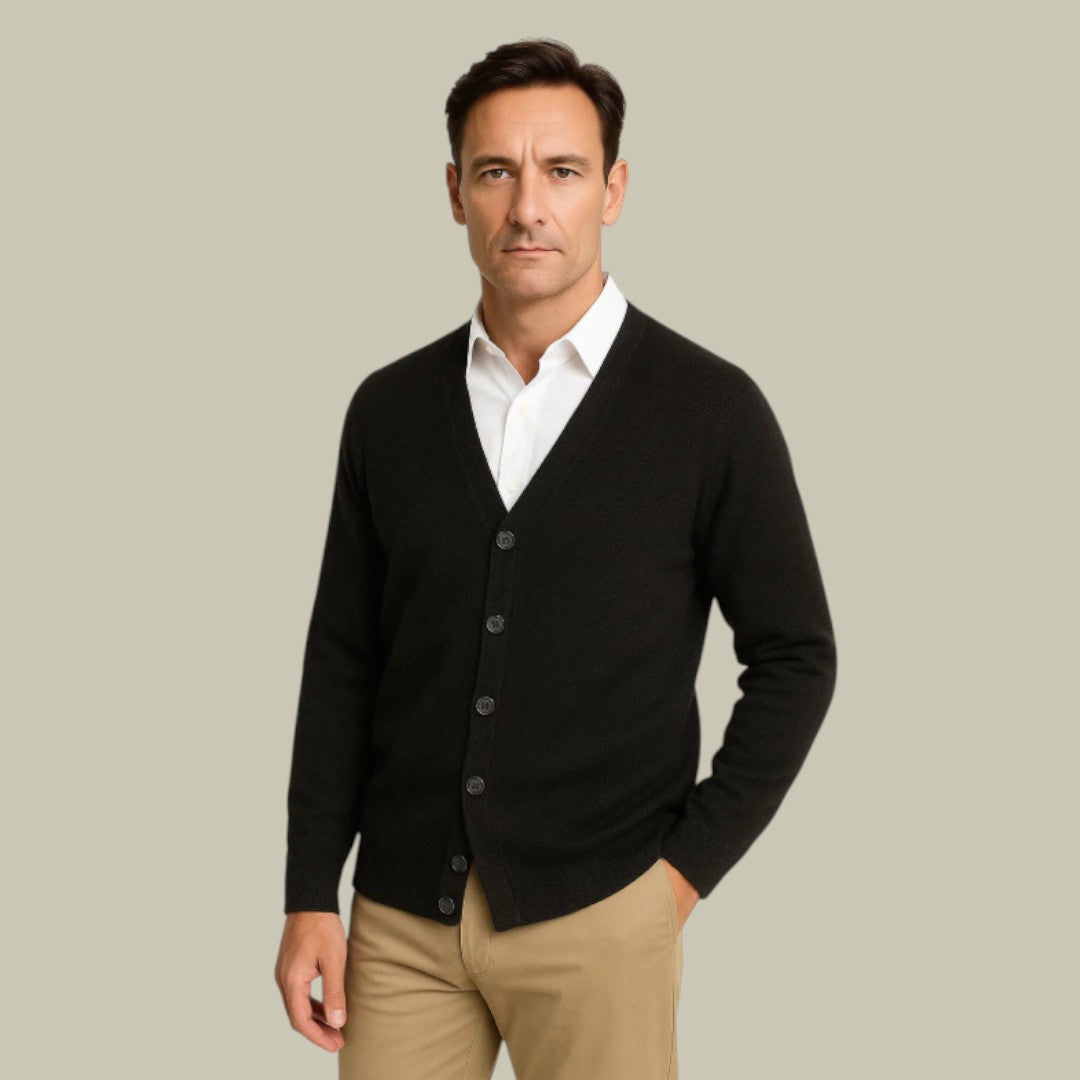 Mens V-Neck Cardigan with Buttons