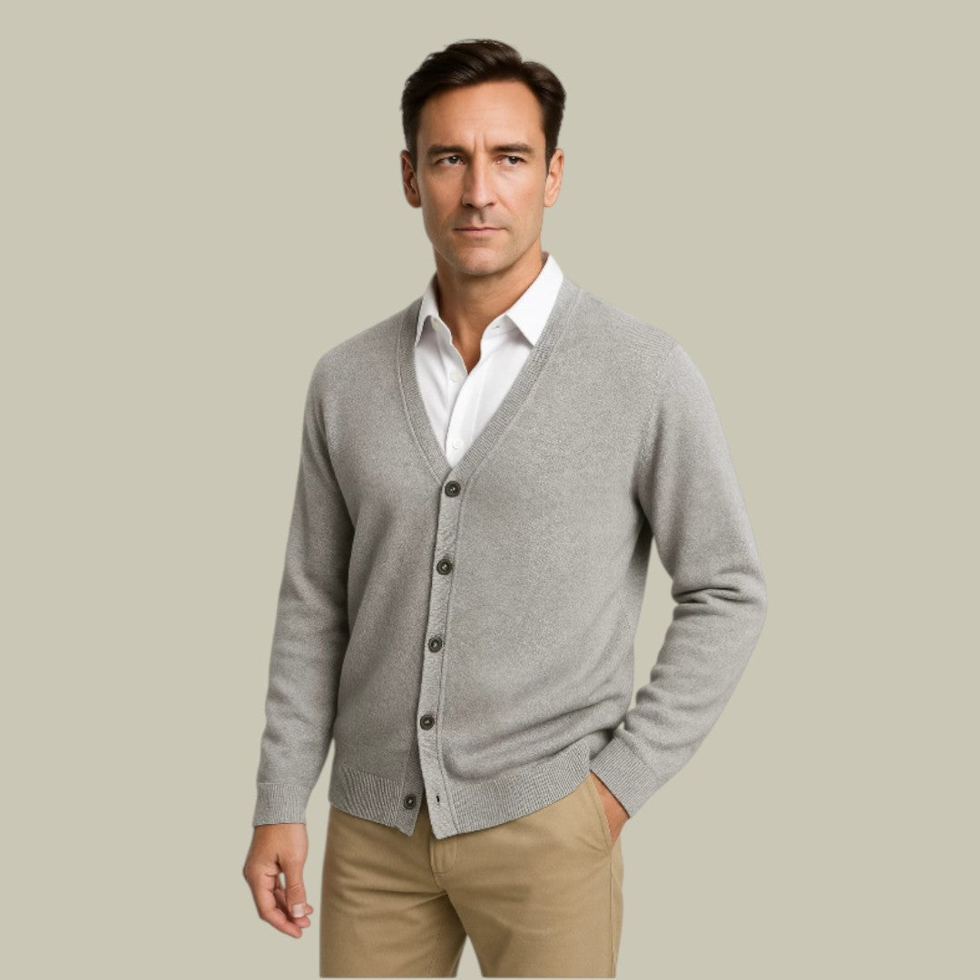Mens V-Neck Cardigan with Buttons