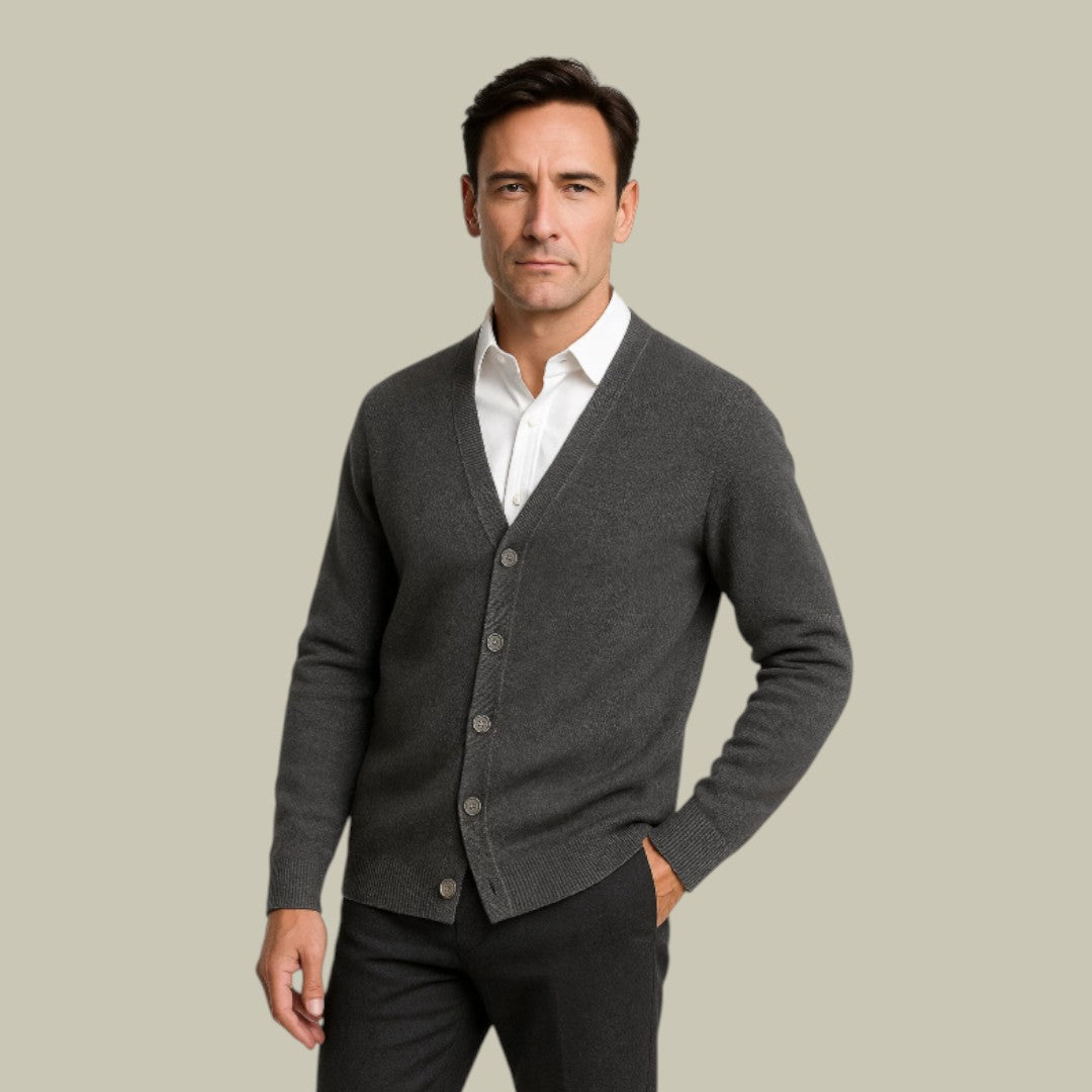 Mens V-Neck Cardigan with Buttons