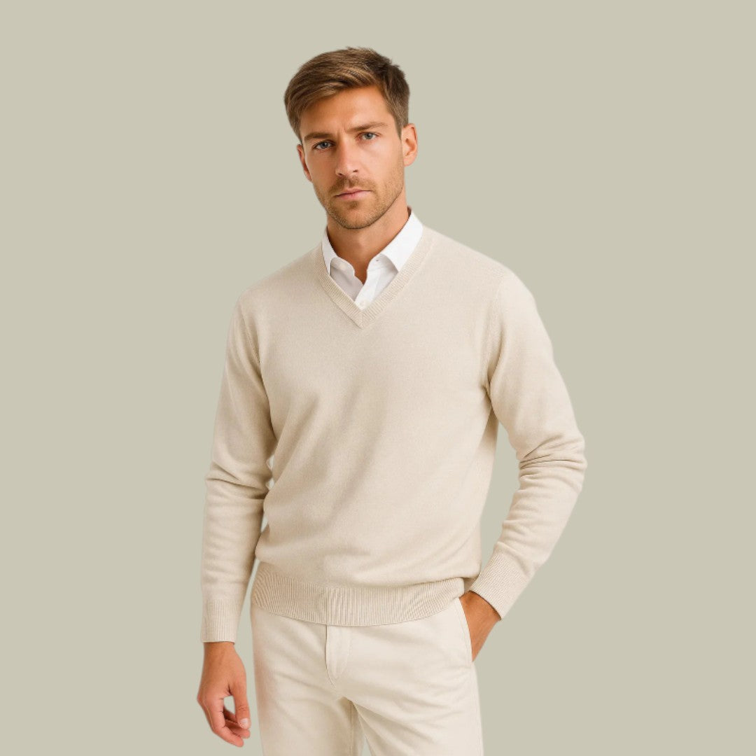 Mens V-Neck Sweater Knitted