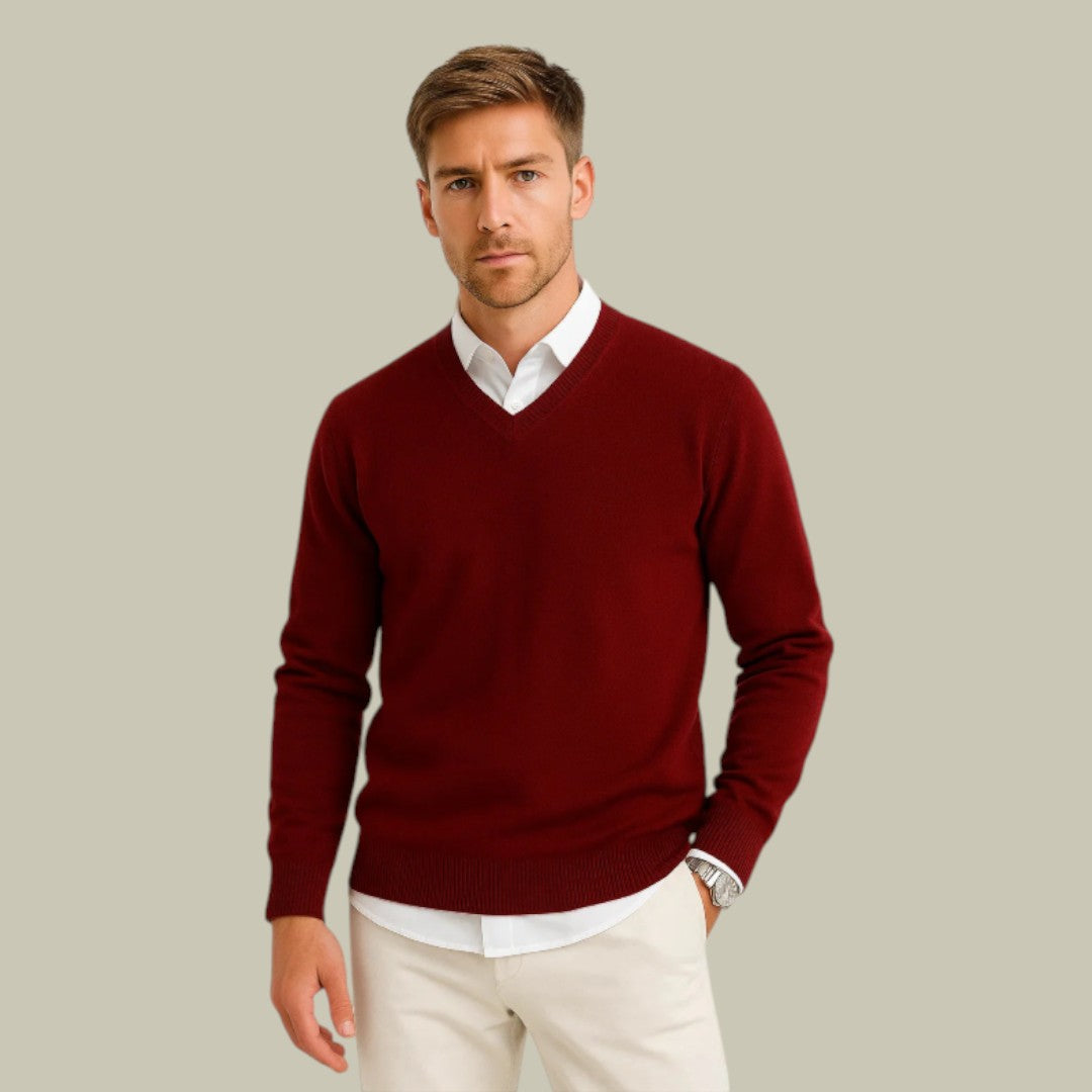 Mens V-Neck Sweater Knitted