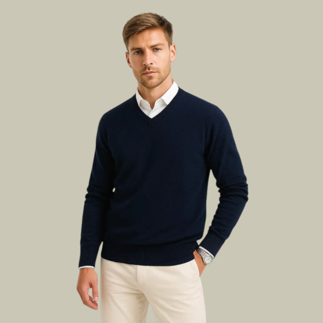 Mens V-Neck Sweater Knitted