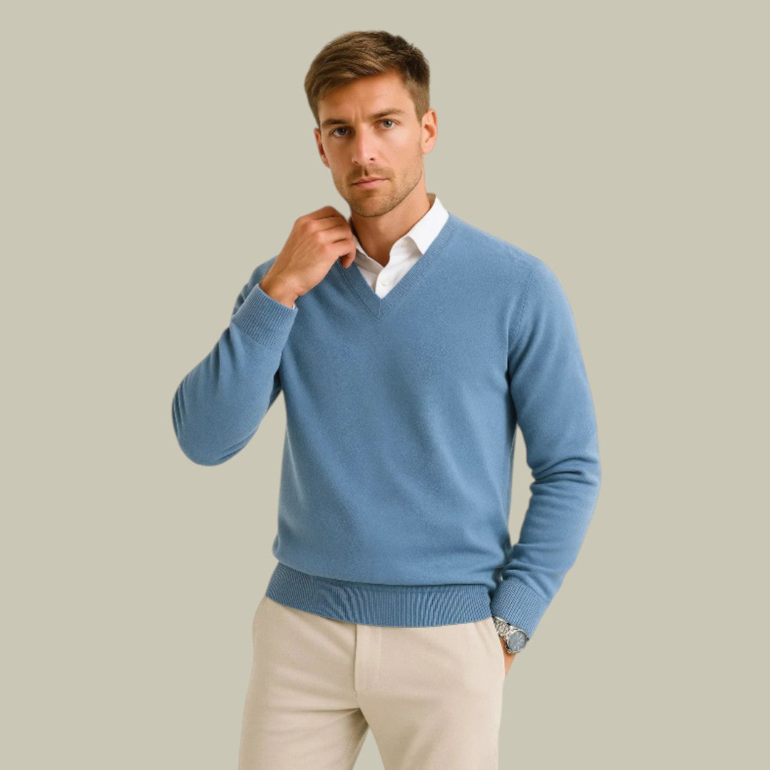 Mens V-Neck Sweater Knitted