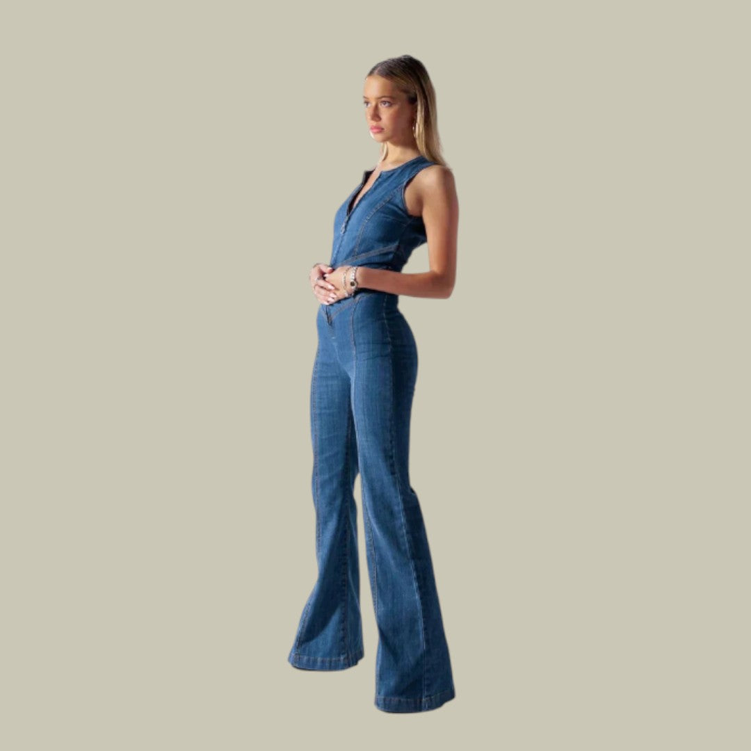 Womens Denim Jumpsuit Cut Out Stylish
